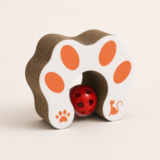 Interactive Loop cardboard cat toy with a ball inside